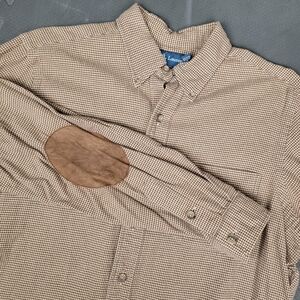 Vintage 90s Polo Ralph Lauren Flannel Suede Patch Shooting Bradford Shirt L